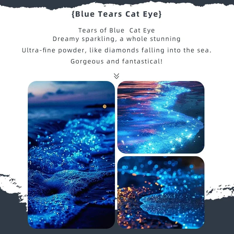 Blue Tears Cat Eye Nail Art, 3 Colors 1pc/3g Unique Blue Color And Magnetic Powder, Gives A Dreamy, Romantic Feeling Qme