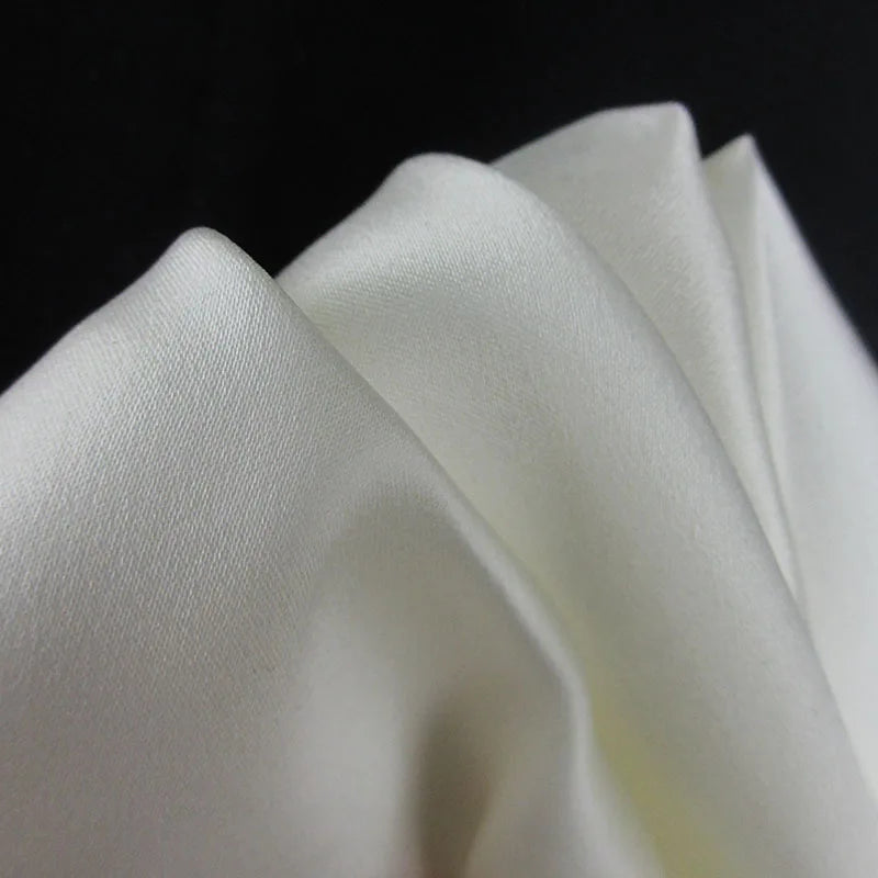 Classic Solid White Brown Pocket Square Gentleman Elegant Silk Qme