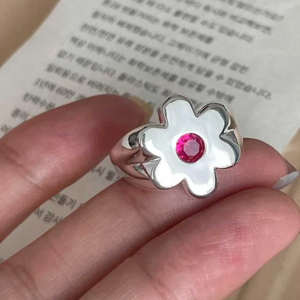 Minimalist Sense of Design Flower Rings for Women Couples Cute Fashion Creative Chain Tassel Geometric Handmade Party Jewelry Qme