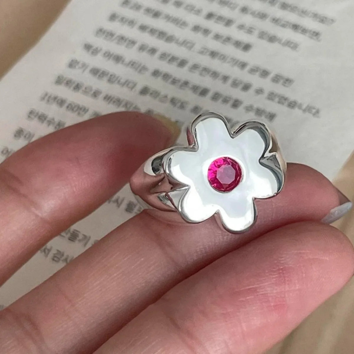 Minimalist Sense of Design Flower Rings for Women Couples Cute Fashion Creative Chain Tassel Geometric Handmade Party Jewelry Qme