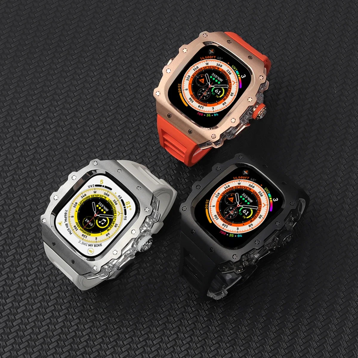 Luxury Modification Kit For Apple Watch Ultra 2 49mm Stainless Steel Case For IWatch 9 8 7 6 45mm 44mm Crystal Button Sport Band Qme