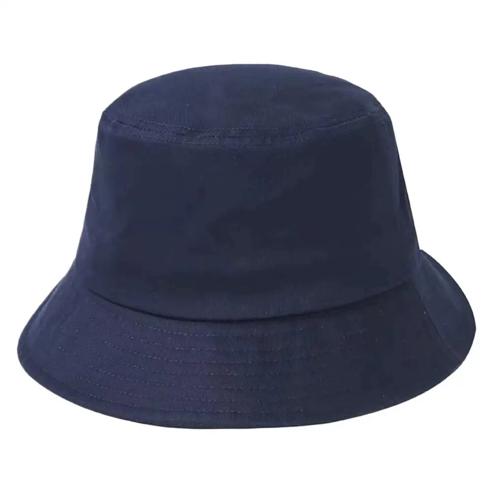 Fisherman Hat Solid Sun Bucket Hats Fot Men Women Anti-UV-Protection Qme Navy Blue