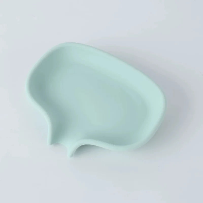 1pc Flat-bottom Soap Box, Drainage Soap Tray, Bathroom Soap Holder, Soap Storage Rack, Bathroom Accessories Qme Green