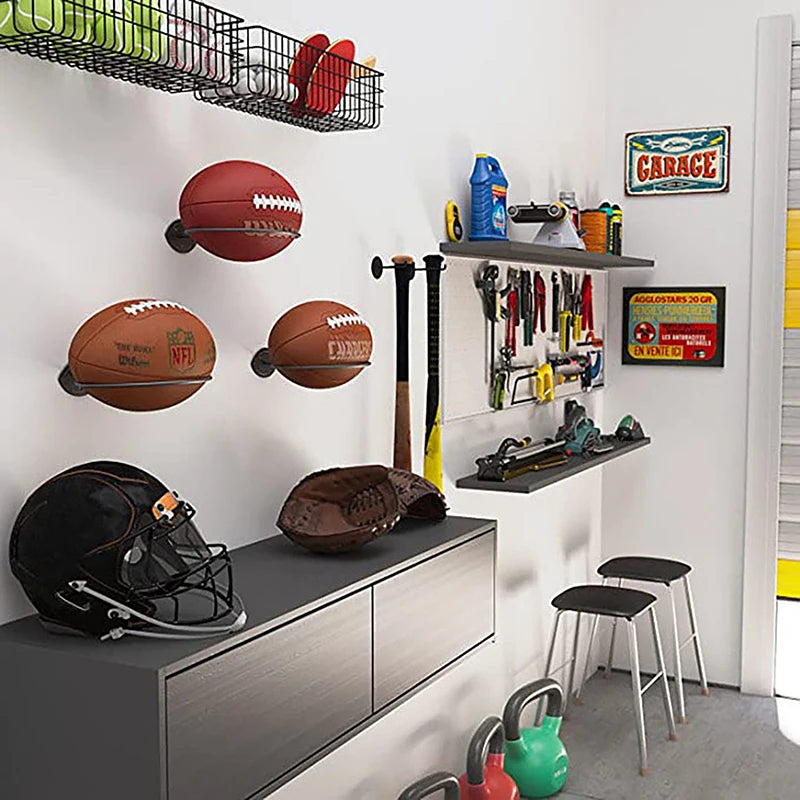 Universal Ball Rack Holder Soccer Football Basketball Wall Storage Qme
