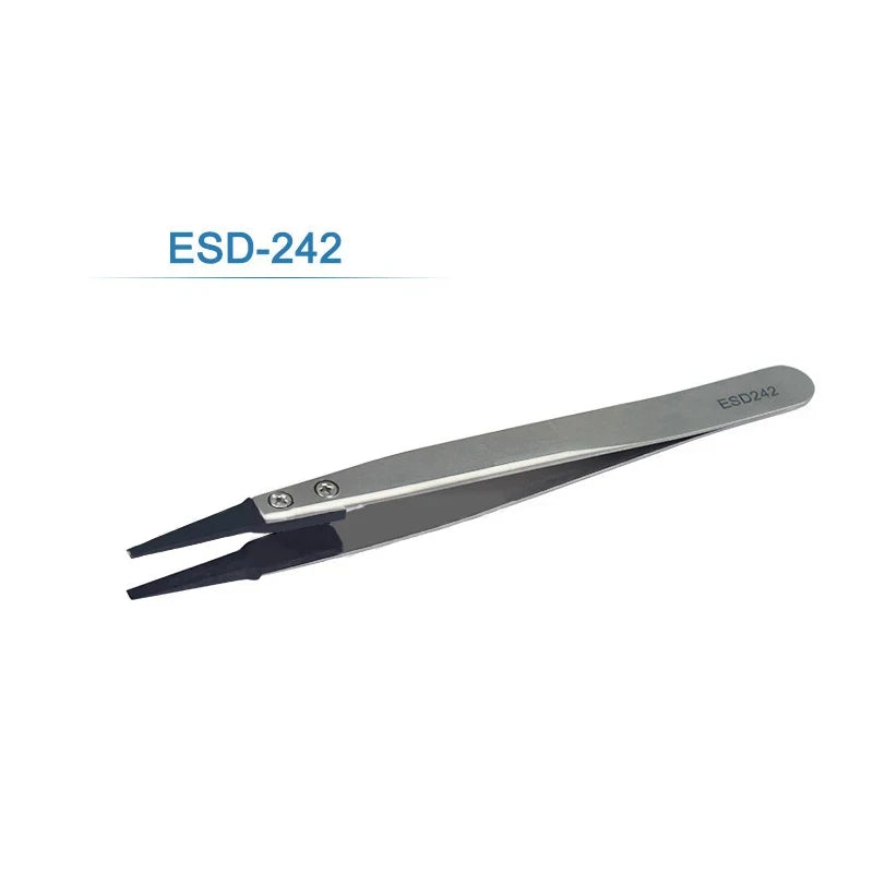 1PC For Watch Hands Installation Work Straight Elbow ESD-259 ESD-259A ESD-7A Handle Stainless Antistatic Plastic Tweezers Qme S-242