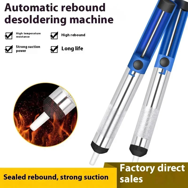 Semi-Aluminum Tin Suction Device, Desoldered Nozzle Tip, Automatic Rebound Manual Anti-Slip Tin Suction Pump, Desoldering Pumps Qme