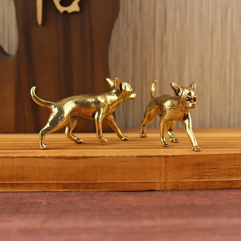 Animal Brass Ornaments Hairless Dog Puppy Entrance Coffee Table Qme