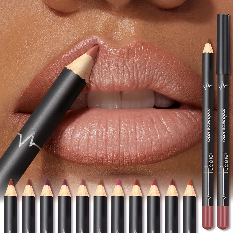 Waterproof Matte Lipliner Pencil Red Contour Tint Lipstick Long Qme