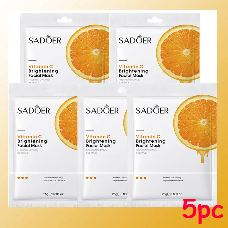 Vitamin C facial Mask Remove Blackheads Shrink Pores Whitening Skin Soothing Moisturizing Korean Skincare Products Qme 5pc