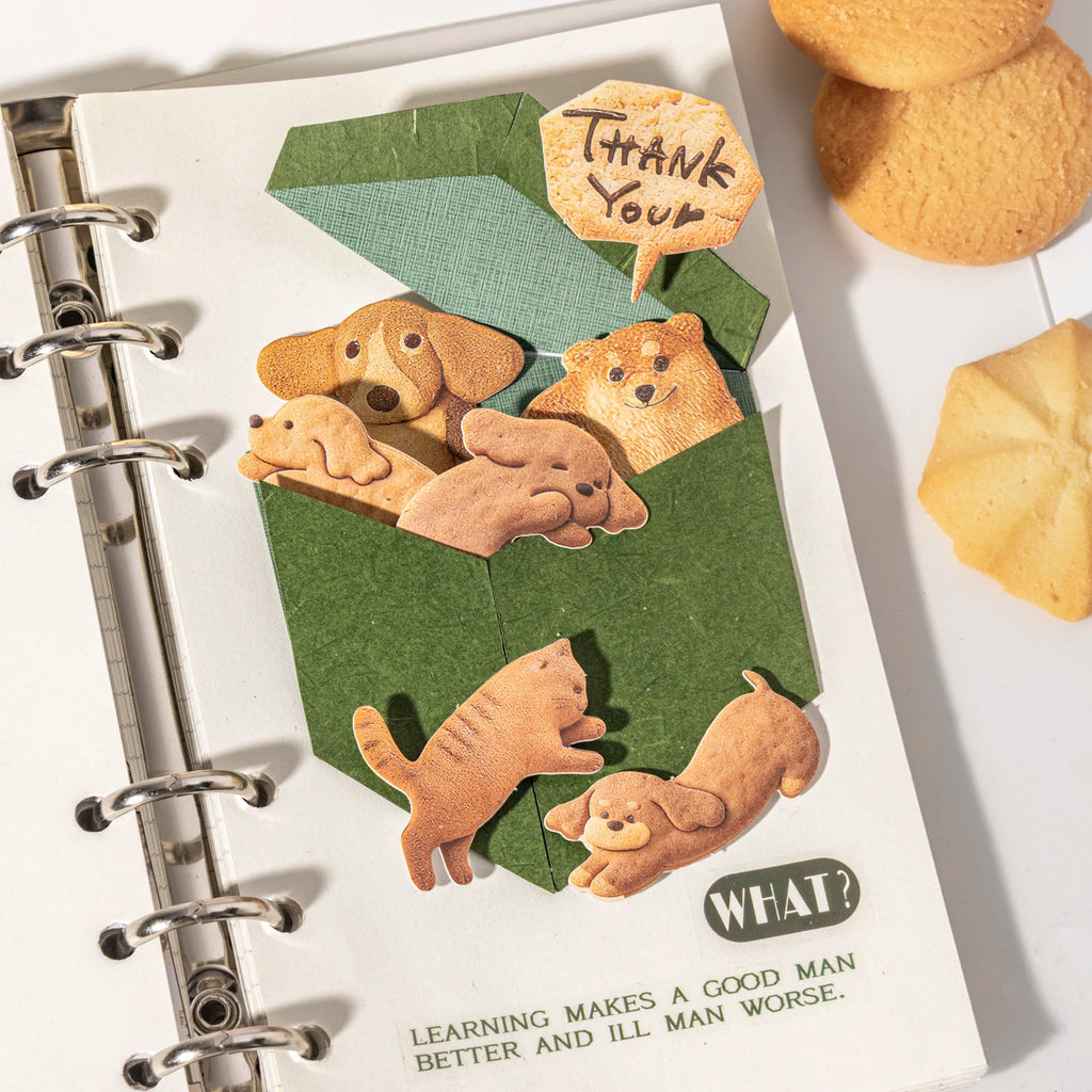 30 Sheets/Bag Realistic Biscuit Theme Hard Card Sticker for DIY Scrapbook Phone Case Notebook Decoration Craft Qme