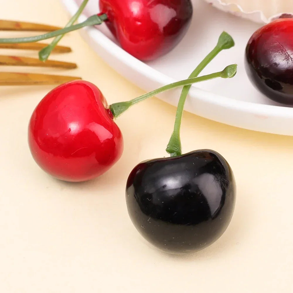 50/10Pcs Artificial Fruit Model Fake Cherry Simulation Cherry Ornament Craft Food Photography Props Party Decor Home Decoration Qme