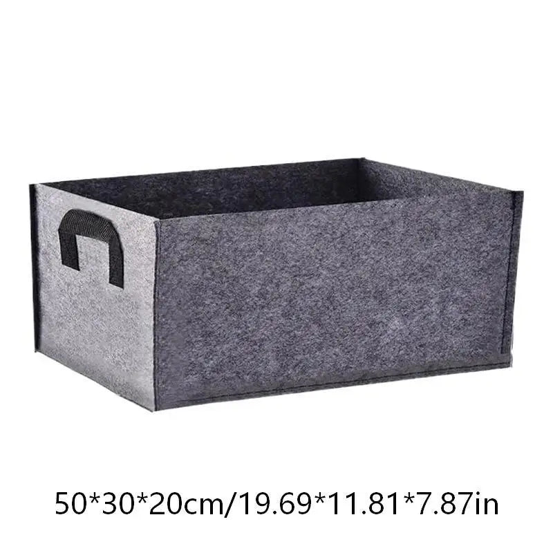 Rectangular Fabric Plant Grow Bag Breathable Non Woven Planter Pot Qme Gray 50x30x20cm