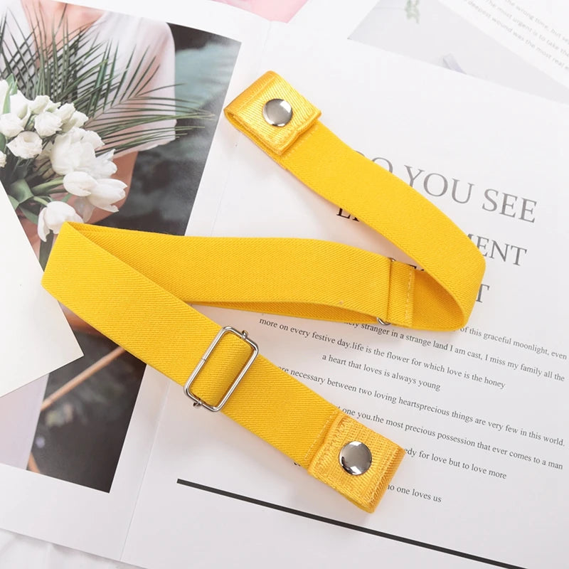 Buckle-free Elastic Invisible Belt Women Without Buckle Jeans Easy Qme YELLOW 60-95cm China Mainland