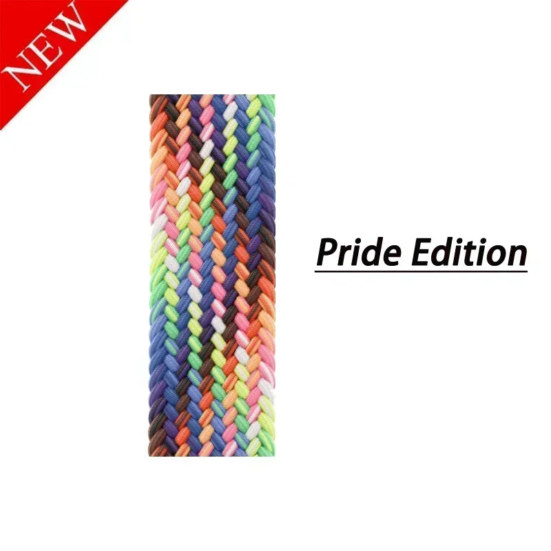 Band For Apple watch Series 10 46mm 42mm 9 7 8 5 SE 6 44mm 45mm 40mm 38 41mm Ultra 49mm bracelet correa Braided Solo Loop Strap Qme Pride Edition 42 44 45 46 49mm-L