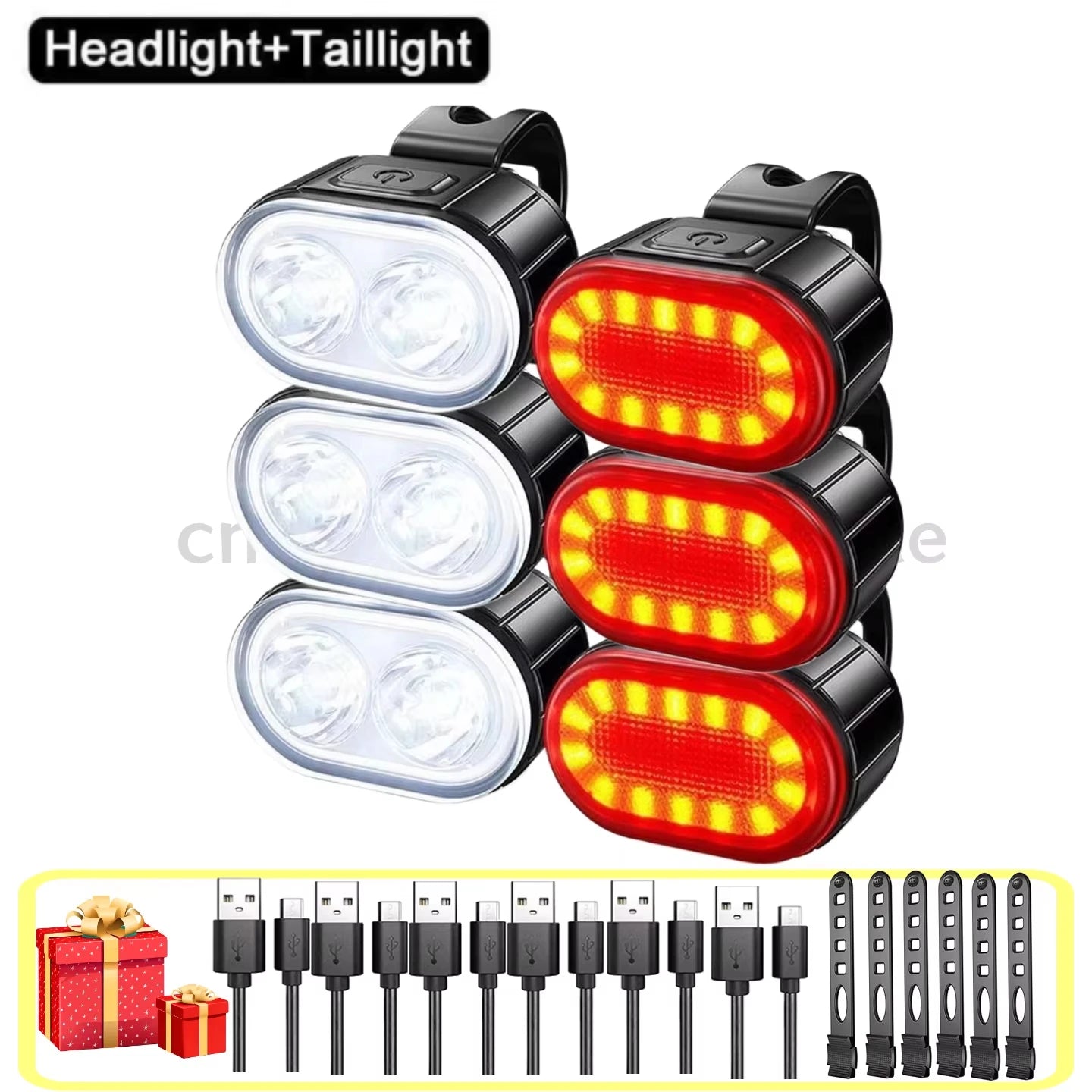 Cycling Bicycle Front Rear Light /Set Bike Defense Flashlight Stick MTB Waterproof Taillight LED Lantern Bicycle Accessories Qme 6PCS-Set
