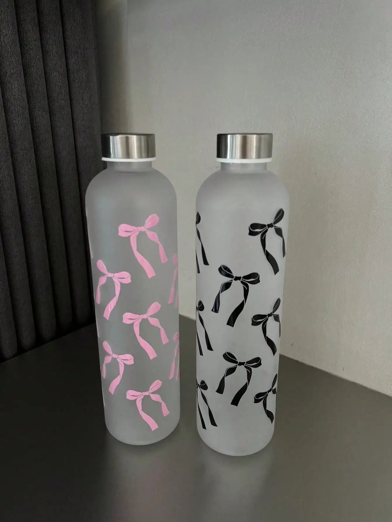 Matte Water Cup Bow Print Design Student Frosted Stainless Steel Qme