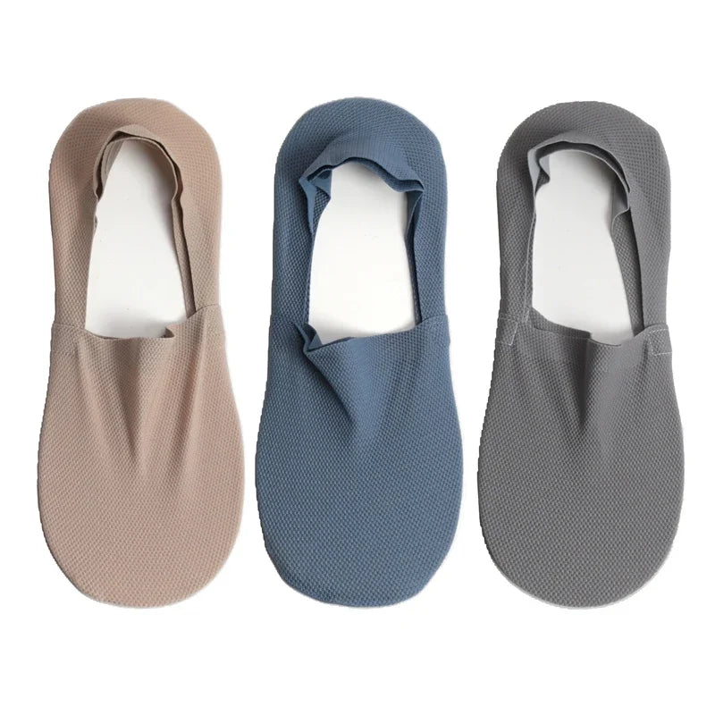 3 Pairs Men's Boat Socks 100 Cotton Deodorant Sweat Absorption Mesh Qme 3 Pairs -B EU38-43 (US5-9)