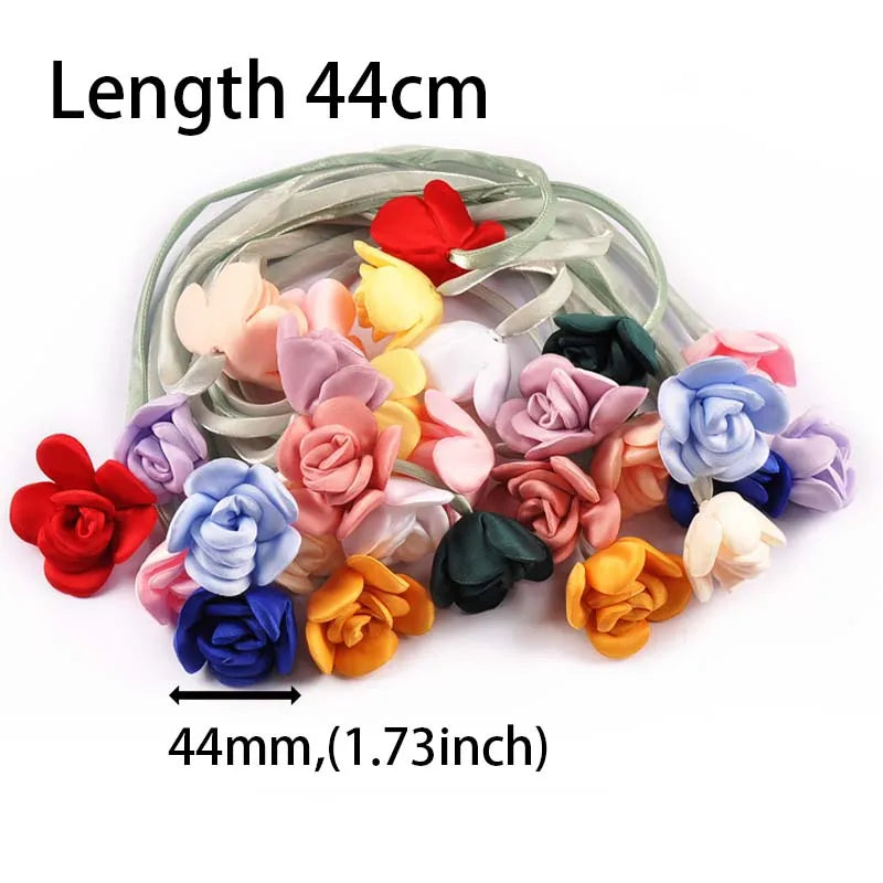 2pcs Length 44cm Rose Hairband Female Pony Edge Clip Line Ribbon Personalized Decorative Accessories Double Ponytail cp3827 Qme
