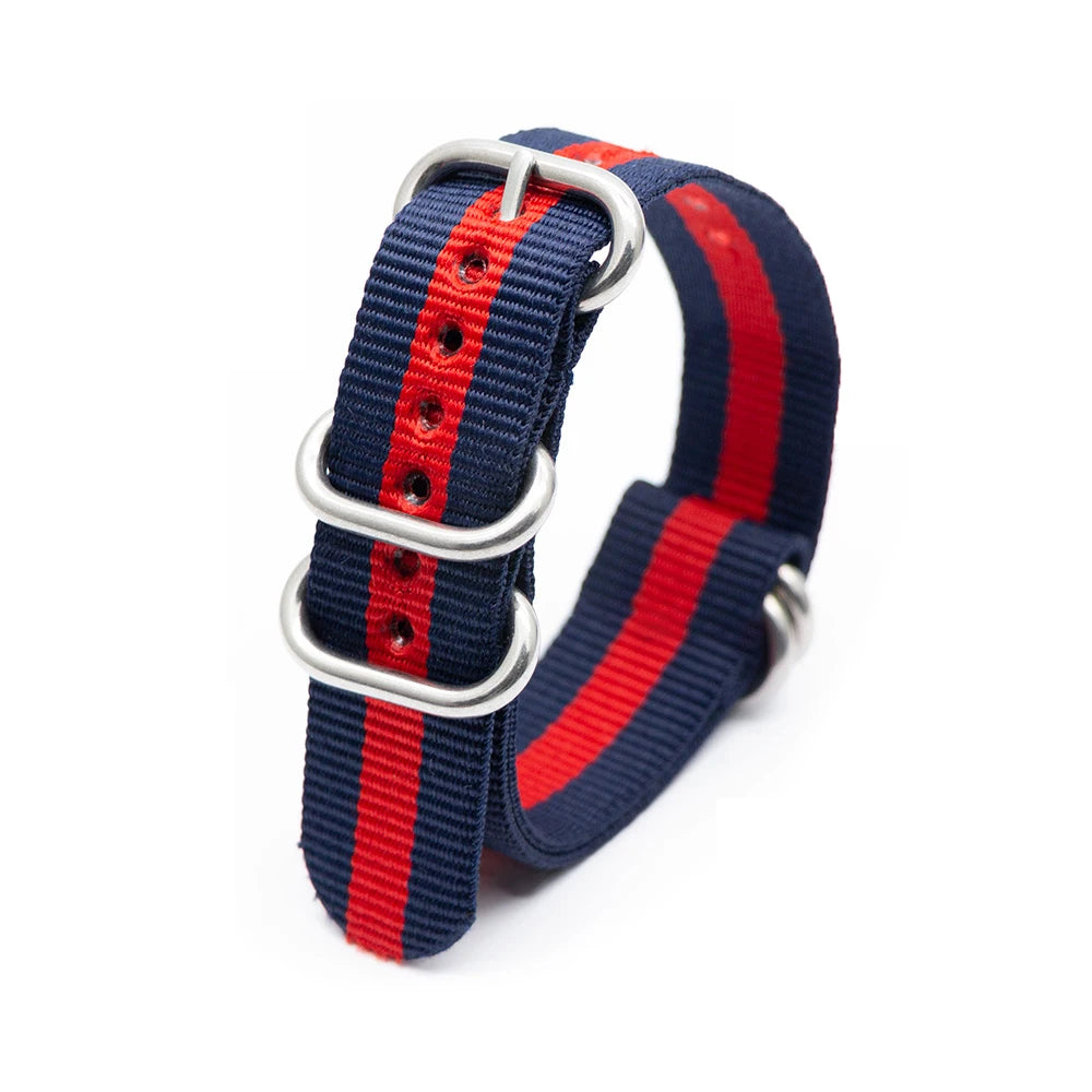Durable Nylon Watch Strap Army Sport Style Watch Band 18/20/22/24MM 41 Colors Replacement Watch Accessories Qme 2Blue 1Red 24mm