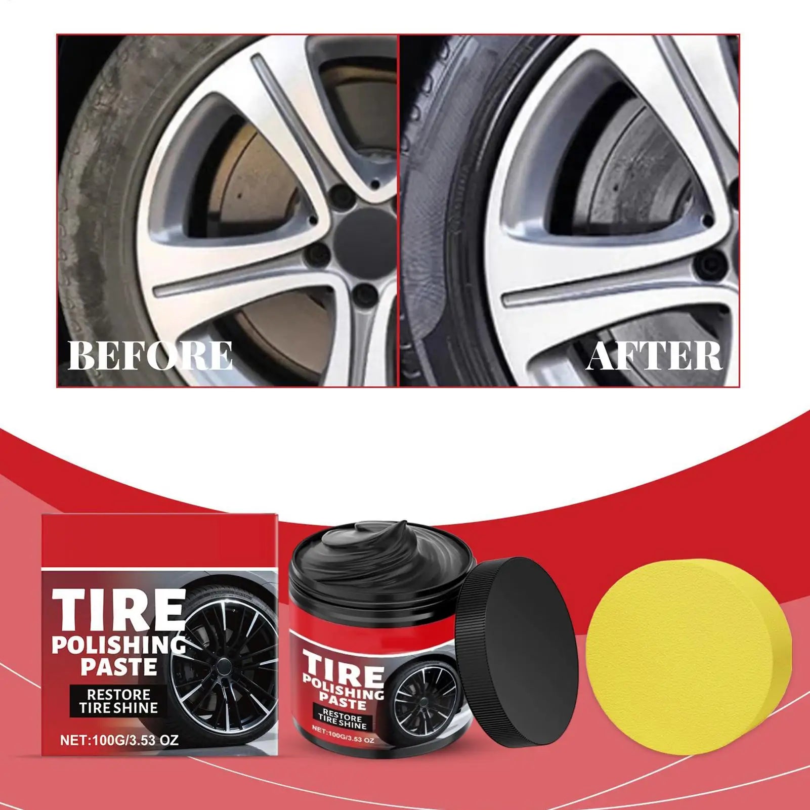Tire Shine Paste Vehicle Tire Cleaning Polishing Product Car Tyre Dressing Paste for Trucks Sedans RVs SUVs Collectors Dealers Qme