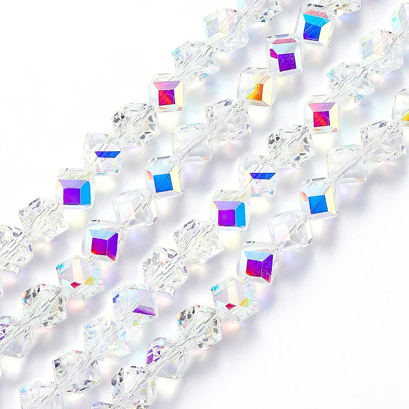 4-8mm Cube Crystal Glass Beads for Jewelry Making Faceted Square Crystal Glass Beads for Bracelet Earring Necklace DIY Craft Qme Color 1 6mm-78pcs