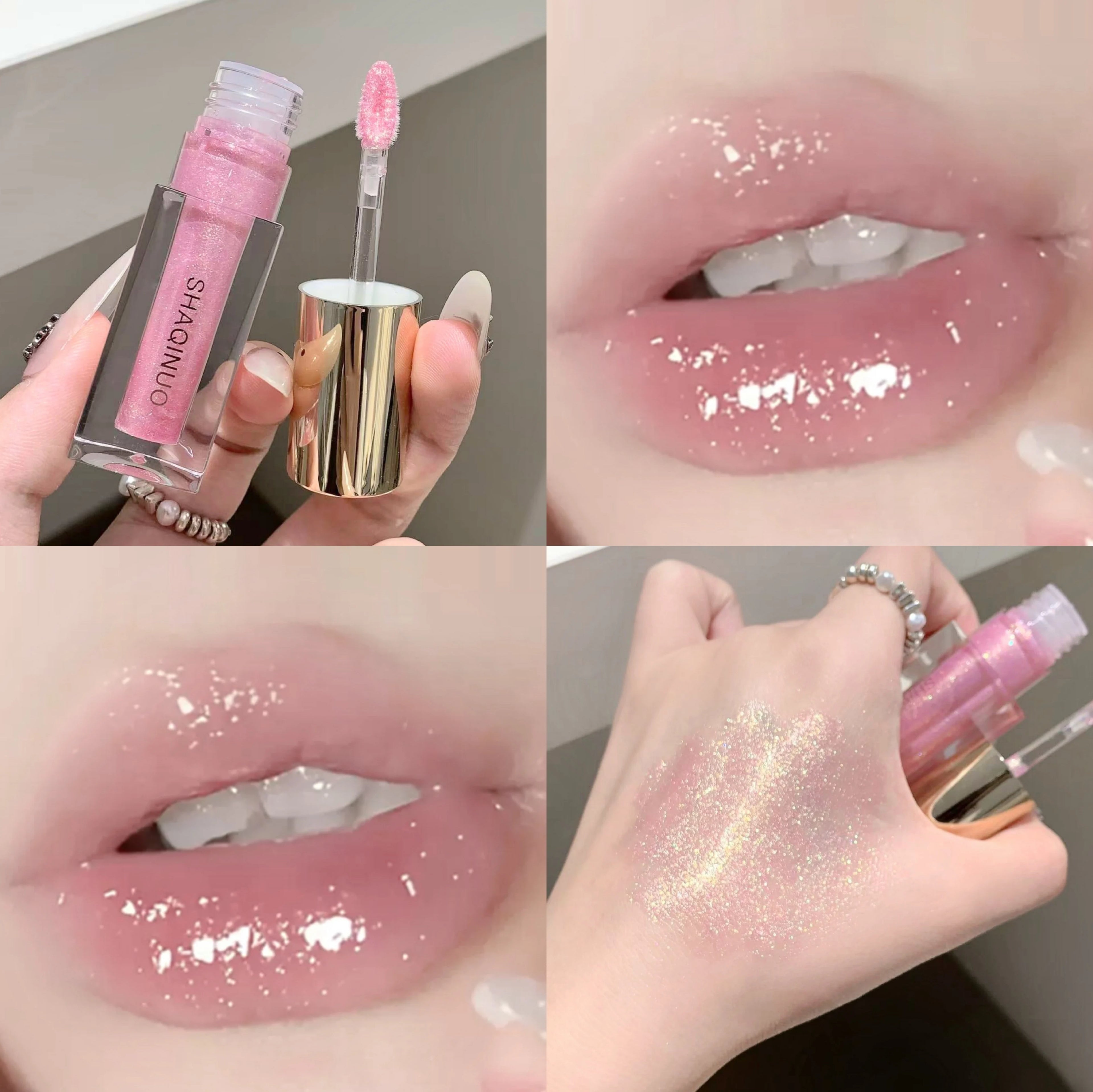 SHAQINUO Glittering Mirror Lip Glaze Watery Shimmering Light Gloss Qme S9056-03