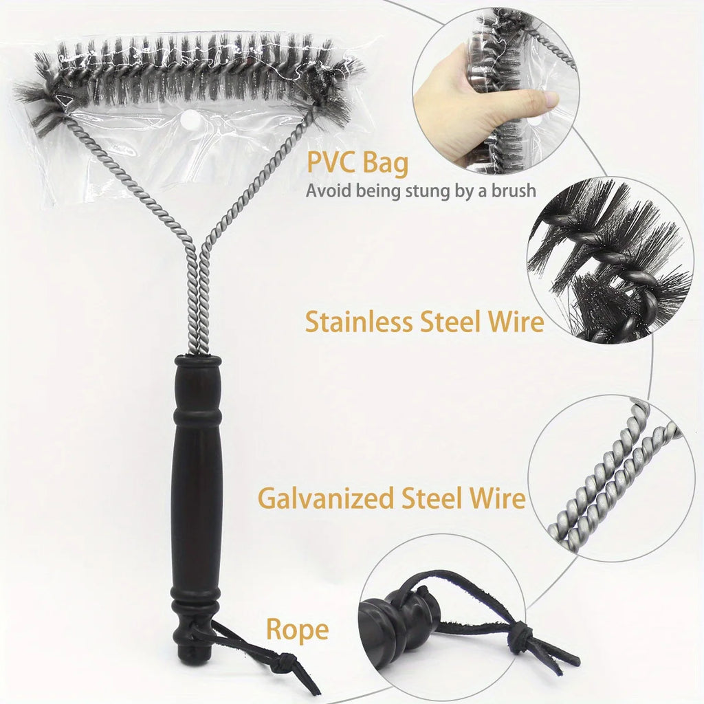 Premium Stainless Steel BBQ Grill Cleaning Brush - Durable, Rust-Resistant, Ergonomic Y-Shape for Deep Cleaning - Non-Stick Qme