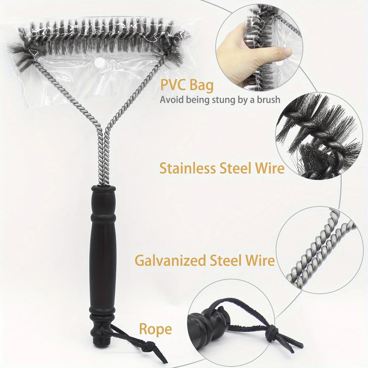 Premium Stainless Steel BBQ Grill Cleaning Brush - Durable, Rust-Resistant, Ergonomic Y-Shape for Deep Cleaning - Non-Stick Qme