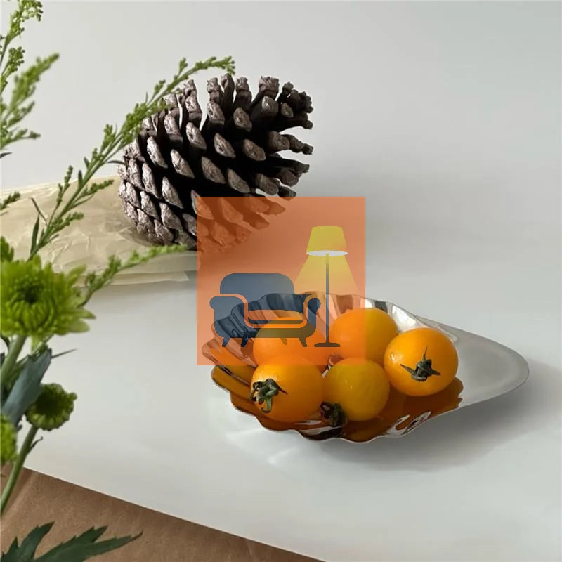 Stainless Steel Plate Shell Shaped Dish Metal Cheese Dessert Dish Plate Jewelry Storage Metal Tray Soap Box Table Decoration Qme