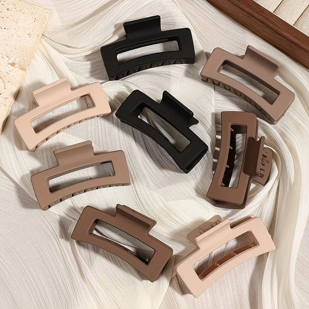 4-Piece Simple Frosted Anti-slip Retro Hollow Design Hair Claws Qme