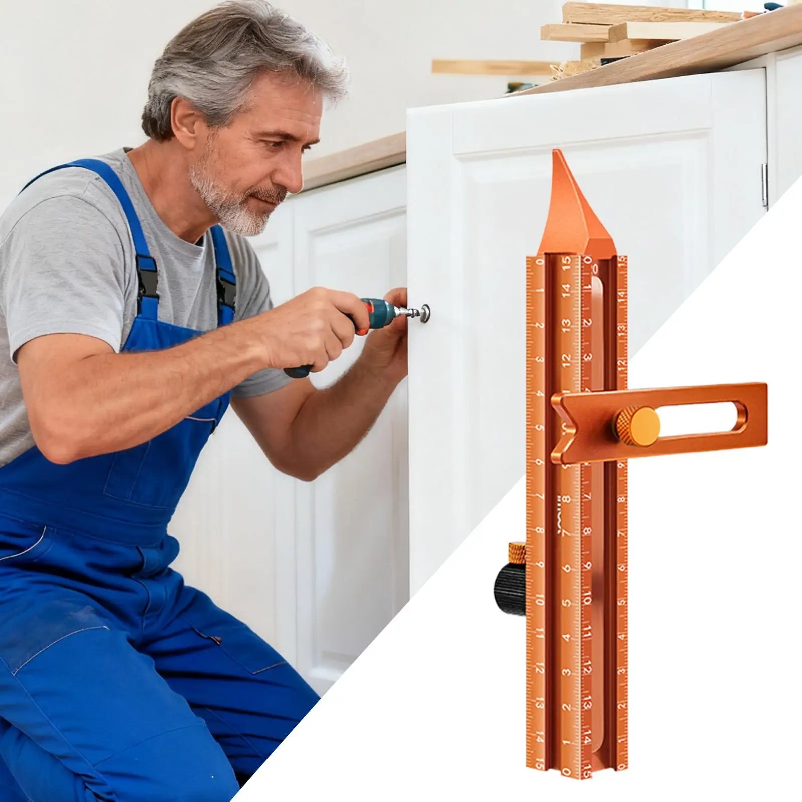Carpenter Ruler 4-Sided Magnetic Base Gauge Metal Precision Carpentry Qme