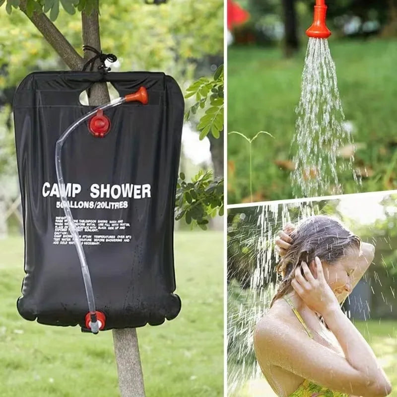 1Pc 20L Foldable Solar Shower Bag Outdoor Bath Water Bag Camping Sun Compact Heated Water Shower Bags Scrubbing Pool Accessories Qme