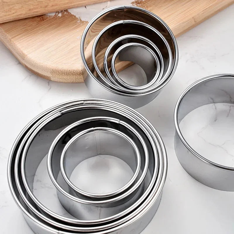 5PCS Round Stainless Steel Biscuit Mold Dumpling Skin Cutting Mold DIY Biscuit Pastry Cake Baking Tools Kitchen Baking Gadget Qme