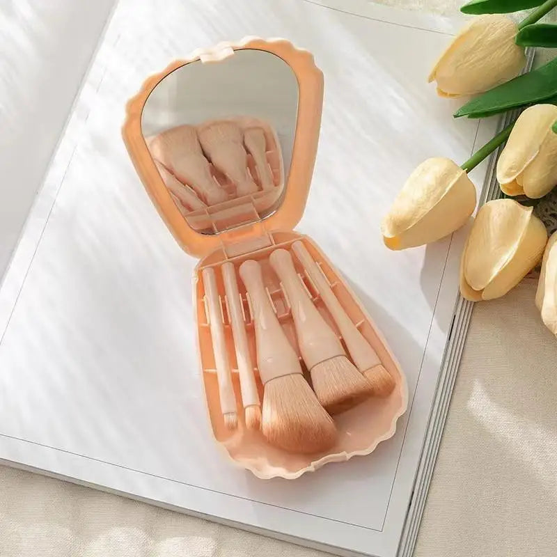 Portable Soft Fiber Makeup Brushes HD Mirror Multipurpose Cosmetic Qme B