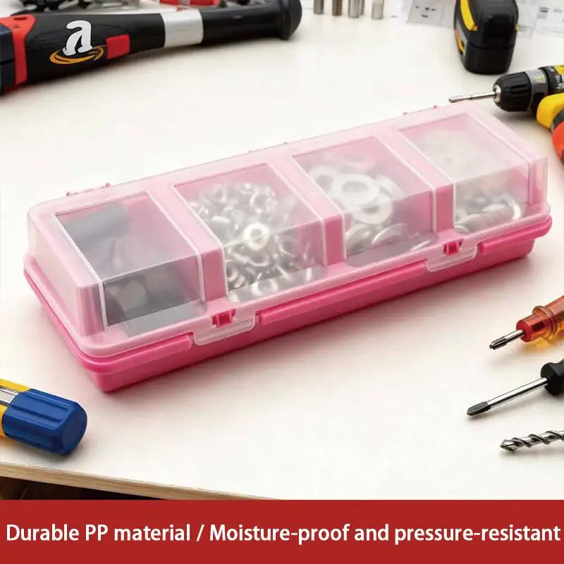 Screw Organizer Box Display Parts Storage 4 Compartments Lid Plastic Qme
