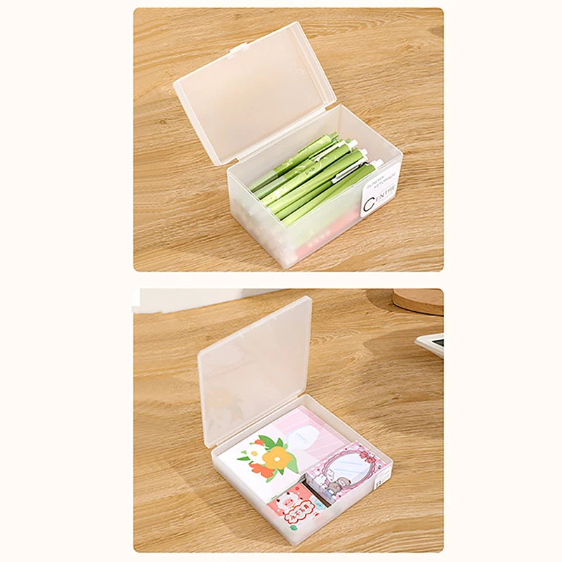 Photo Card Storage Box Desktop Cosmetic Organizers Transparent Qme