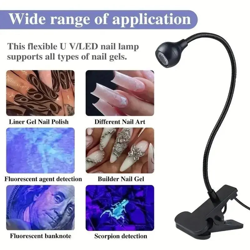 Nail Lamp LED Portable Dryer Clip Lamps Nailslamp Gel Polish Qme