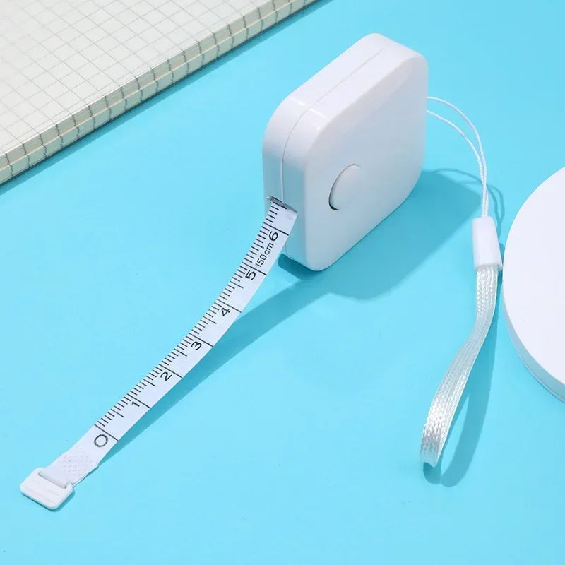 1.5m Mini Tape Measures Metric Imperial Macaron Ruler Children Height Ruler with Keychain Gift Tape Measure Compact Carry Around Qme WHITE