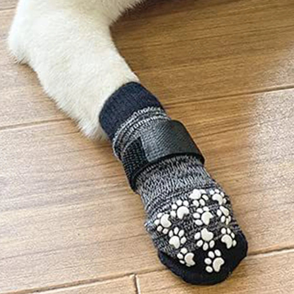 4PCS Pet Shoes, Dog's Foot Covers, Adjustable Indoor And Outdoor Non-Slip Socks For Pets. Qme