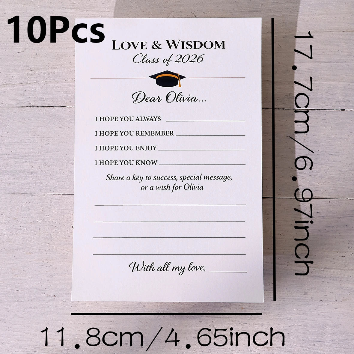 10Pcs/50Pcs Love & Wisdom Game Cards Graduation Season Creative Gift Tabletop Game for Students Grad Celebration Supplies Qme White-10Pcs