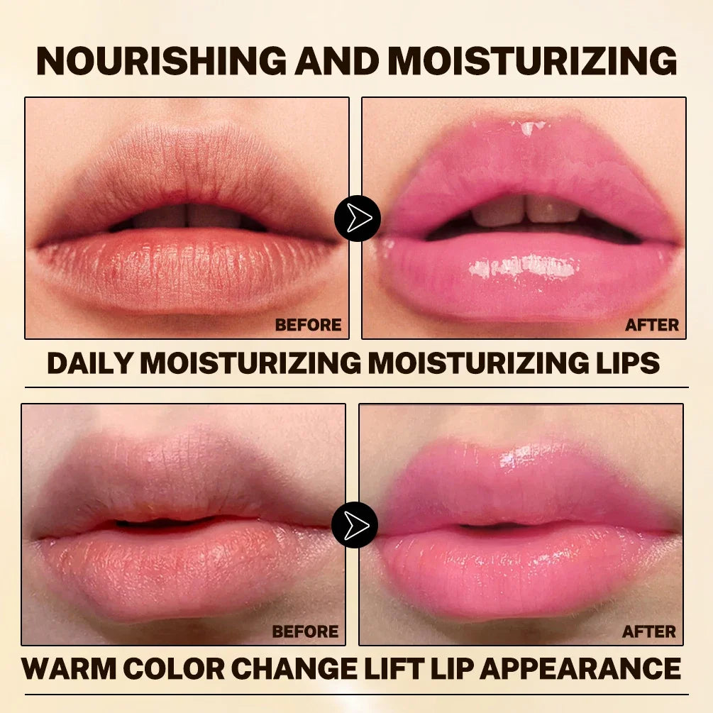 QIBEST Color Changing Lipstick Glitter Lip Blam Transparent Long Lasting Non-Sticky Moisturizing Glossy Shine Lip Stain Tinted Qme