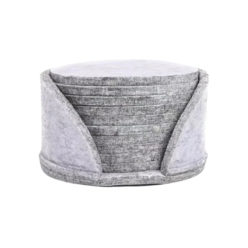10PCS Felt Coaster Set 10cm Round Anti scalding Heat Resistant Drink Mug Plate Placemats Table Protector Pad Kitchen Accessories Qme Light Grey