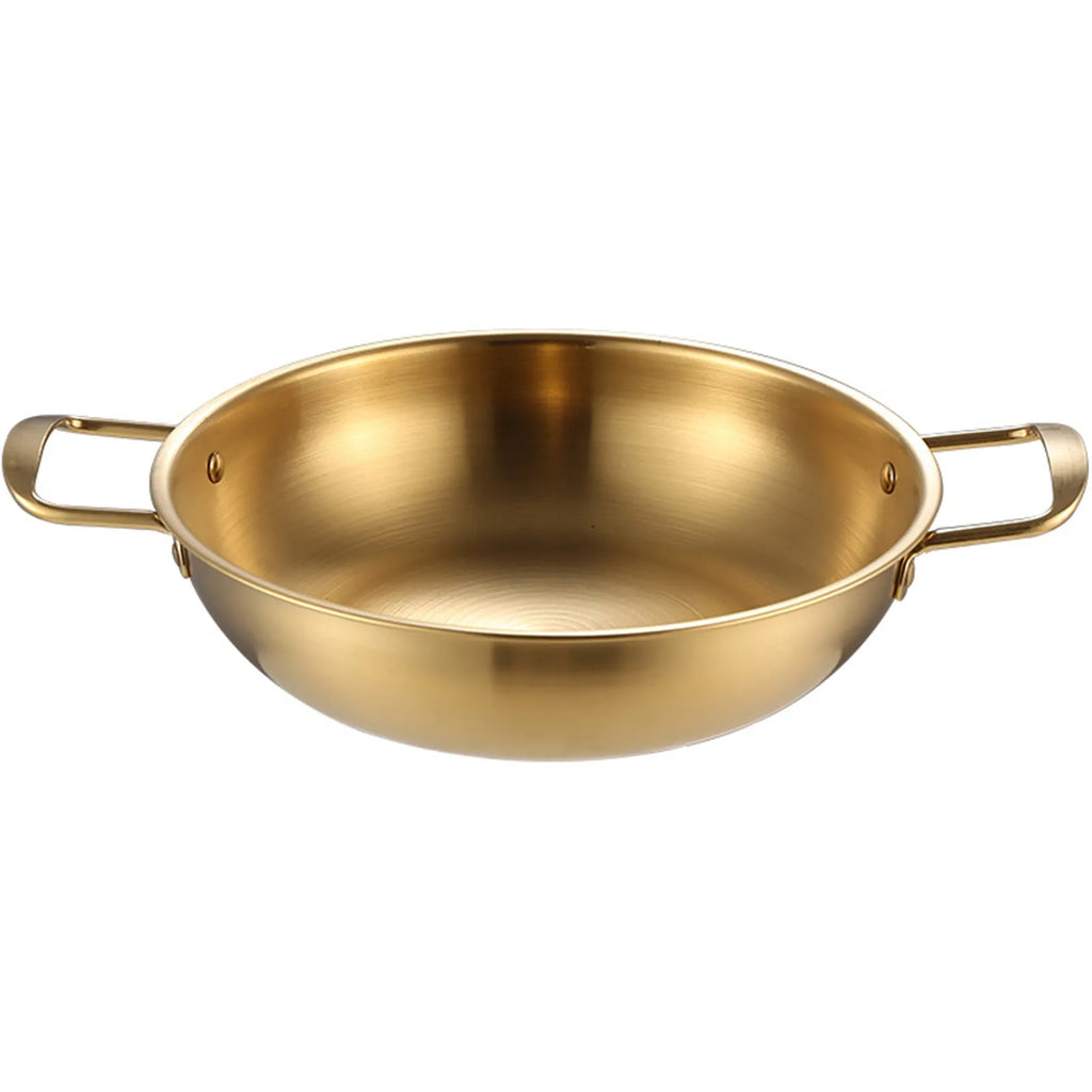 Seafood Stainless Steel Korean Style Pot Double Ear Soup Instant Noodles Gold Thick Durable Reinforced Bottomed Dry Pot Qme