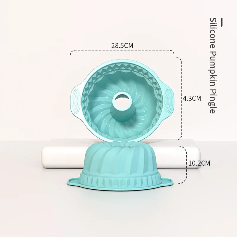 Non-Stick Silicone Fluted Tube Cake Pan 3D Shape Baking Mold DIY Kitchen Bakeware Tools for Pastry & Cake Decorating Qme Pumpkin