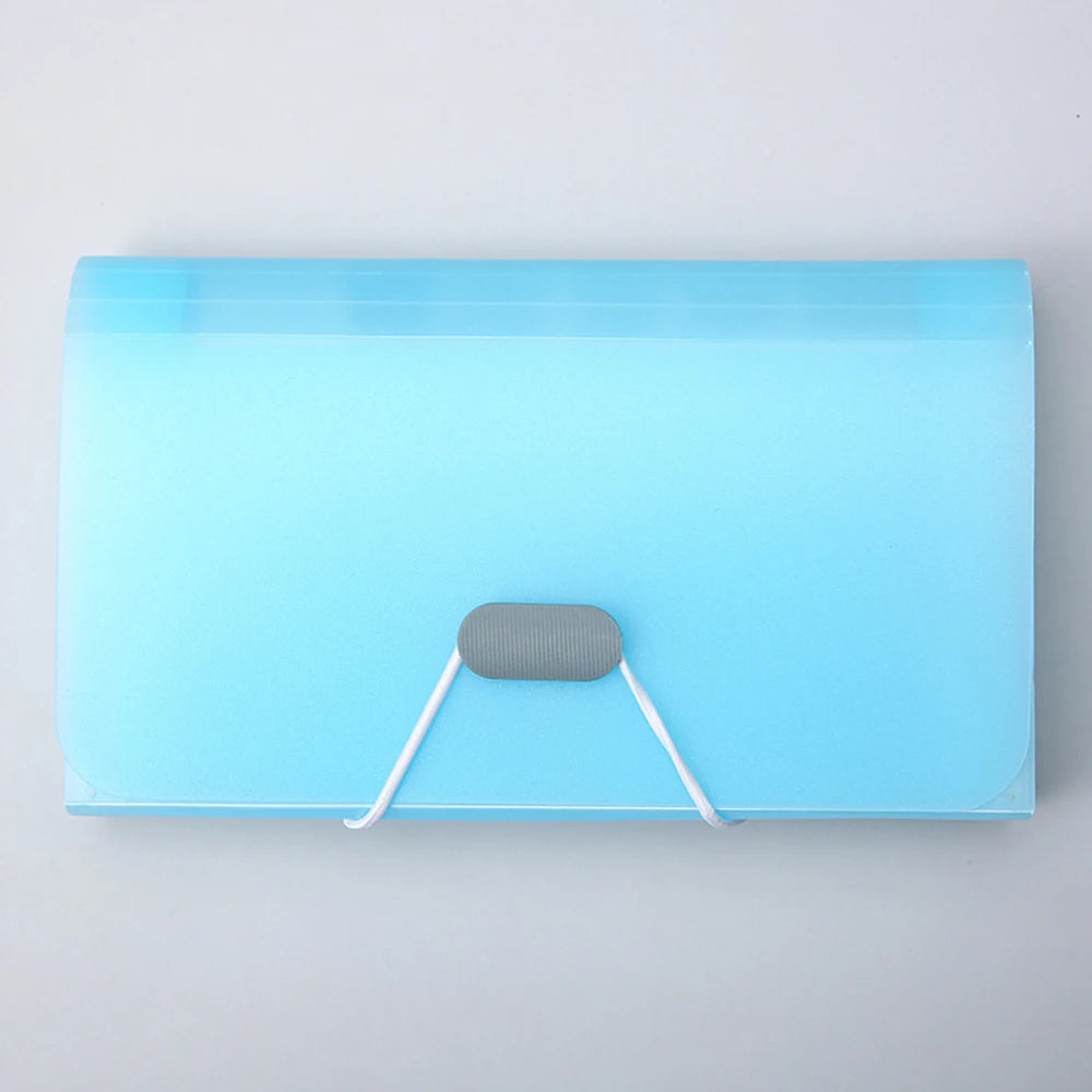13 Grid A6 Mini Organ Bag For Office Document Storage, Candy Colored Bill Folder, Transparent Folder Qme blue