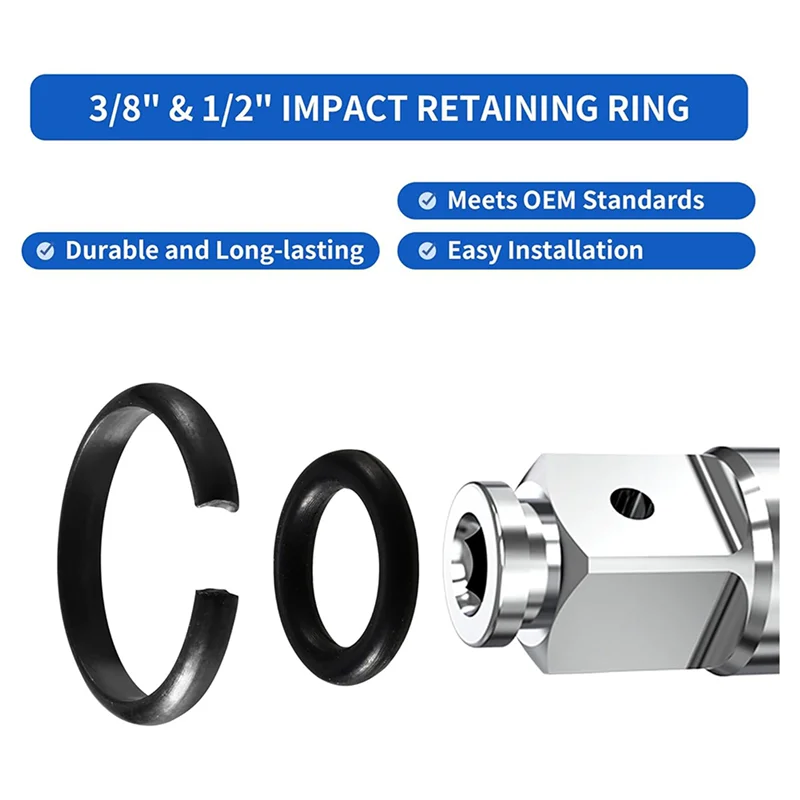 A02F-2 Set 1/2Inch And 3/8Inch Impact Retaining Ring Clip With O-Ring For Electric Or Pneumatic Impact Wrenches Qme
