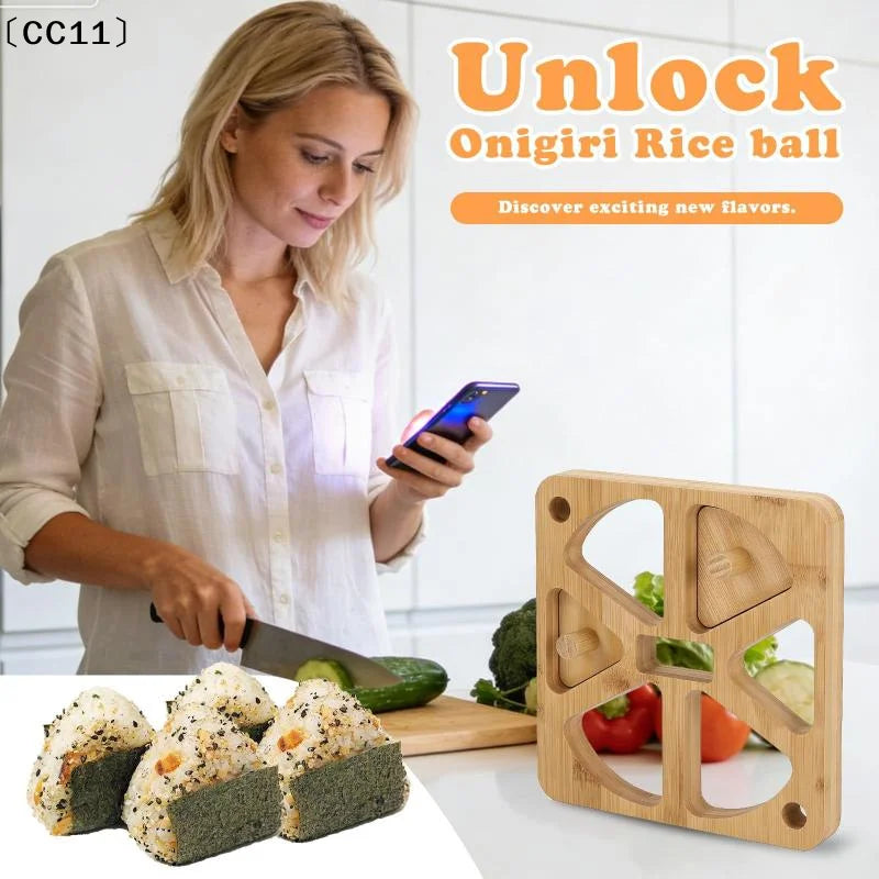 5 6 Holes Riceball Mold Classic Wooden Non Stick Sushi Press Qme