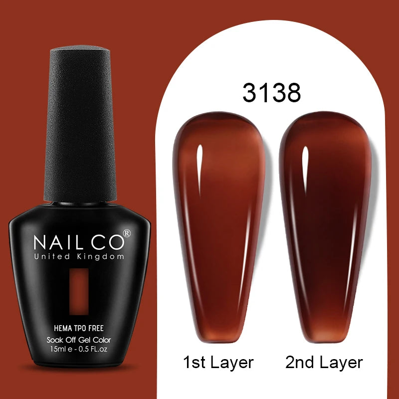 Nailco Jelly Gel Nail Polish Transparent Varnishes 44 Colors Red Pink