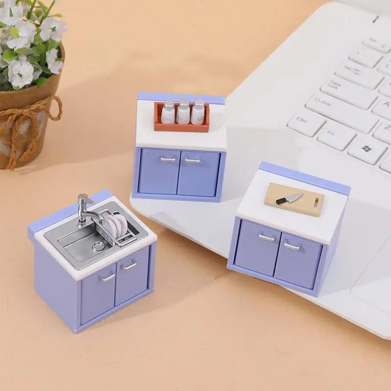 Dollhouse Simulation Mini Kitchen Utensils Gas Stove Model Scene Qme