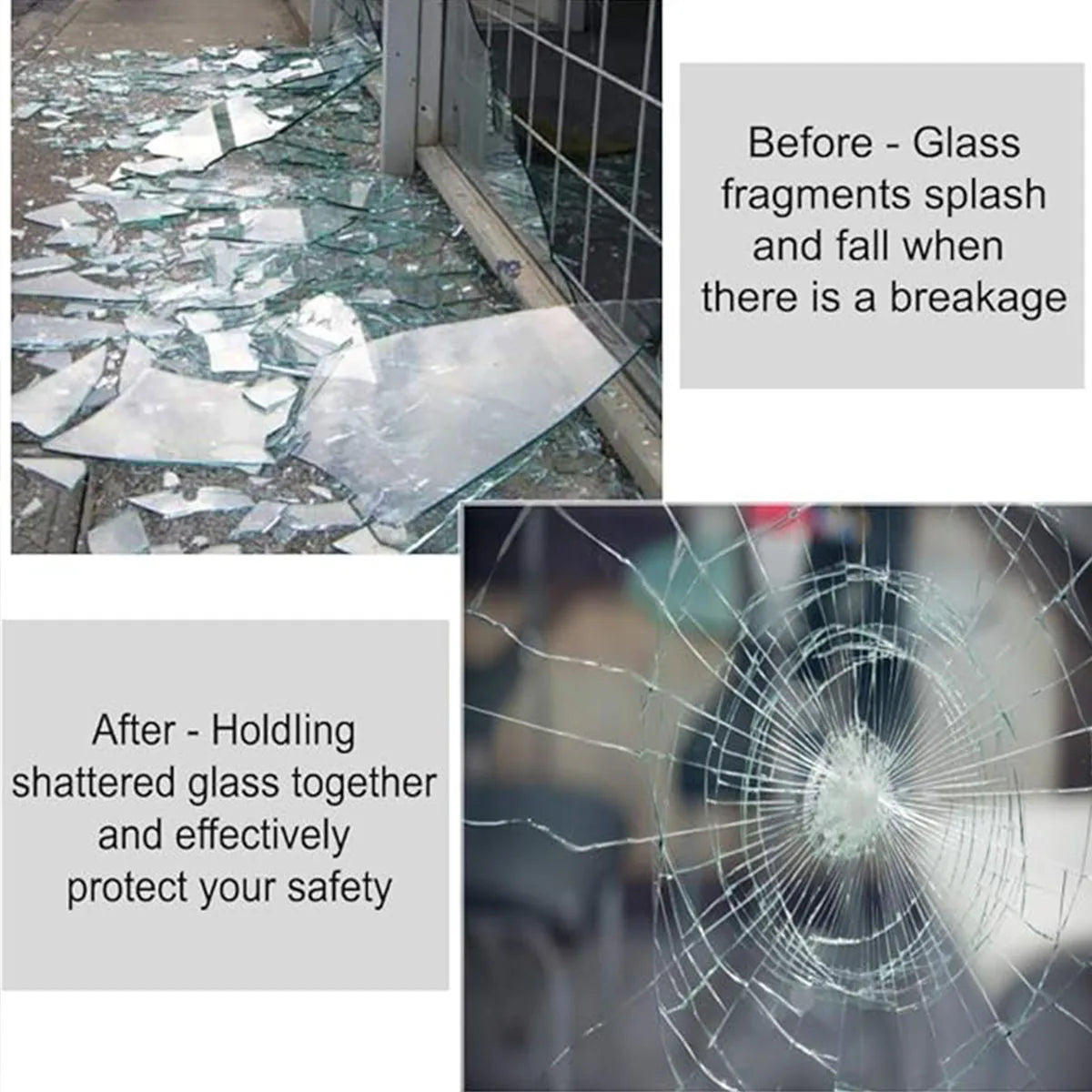 4 Mil Thicness Transparent HD Security Anti Theft Window Film Shower Room Bathroom Window Door Explosion Proof Tempered Film Qme